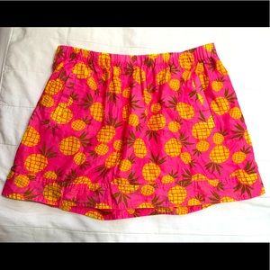 J. Crew pineapple print 100% Cotton mini skirt. Womens Size Large.